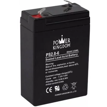 POWER KINGDOM 6V, 2.8Ah zselés akkumulátor