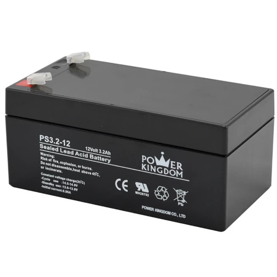 POWER KINGDOM 12V, 3.2Ah zselés akkumulátor